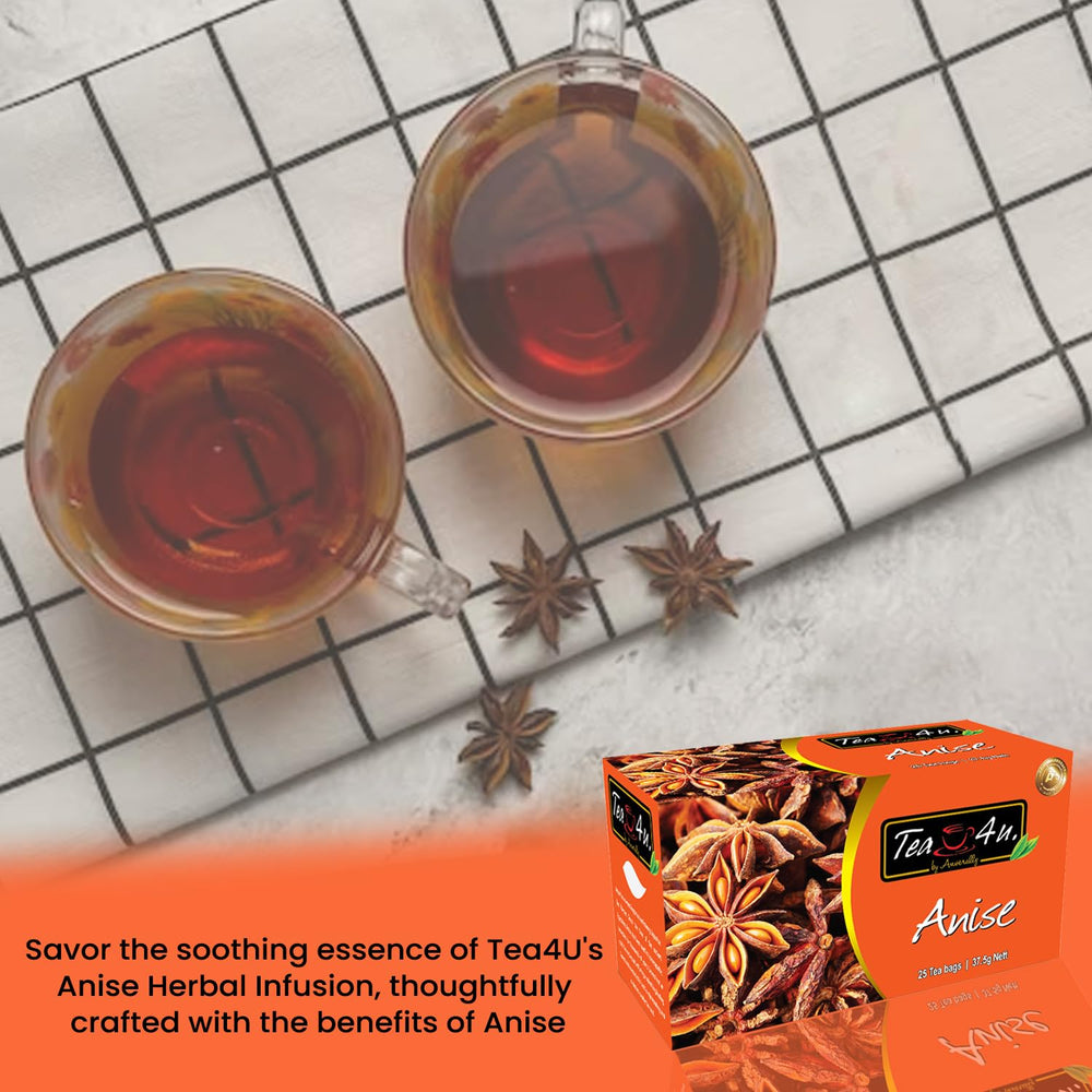 Tea4U Anise tea bags in box emphasize convenient daily hydration.