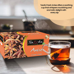 Tea4U Anise tea brew in cup showcases caffeine-free relaxation.