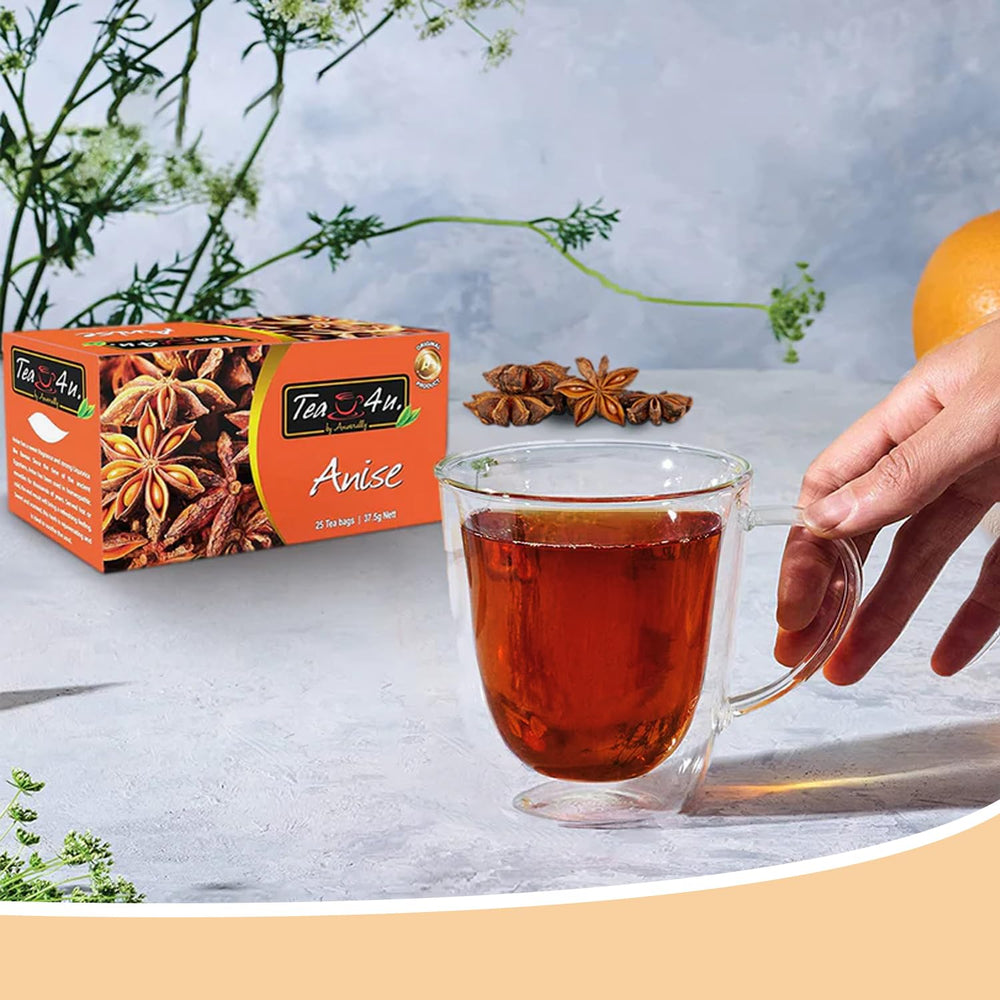 Tea4U Anise tea cup steaming with comforting herbal warmth.