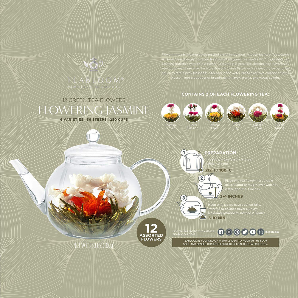 Teabloom Jasmine Flowering Tea gift-set packaging ready for gifting celebration.