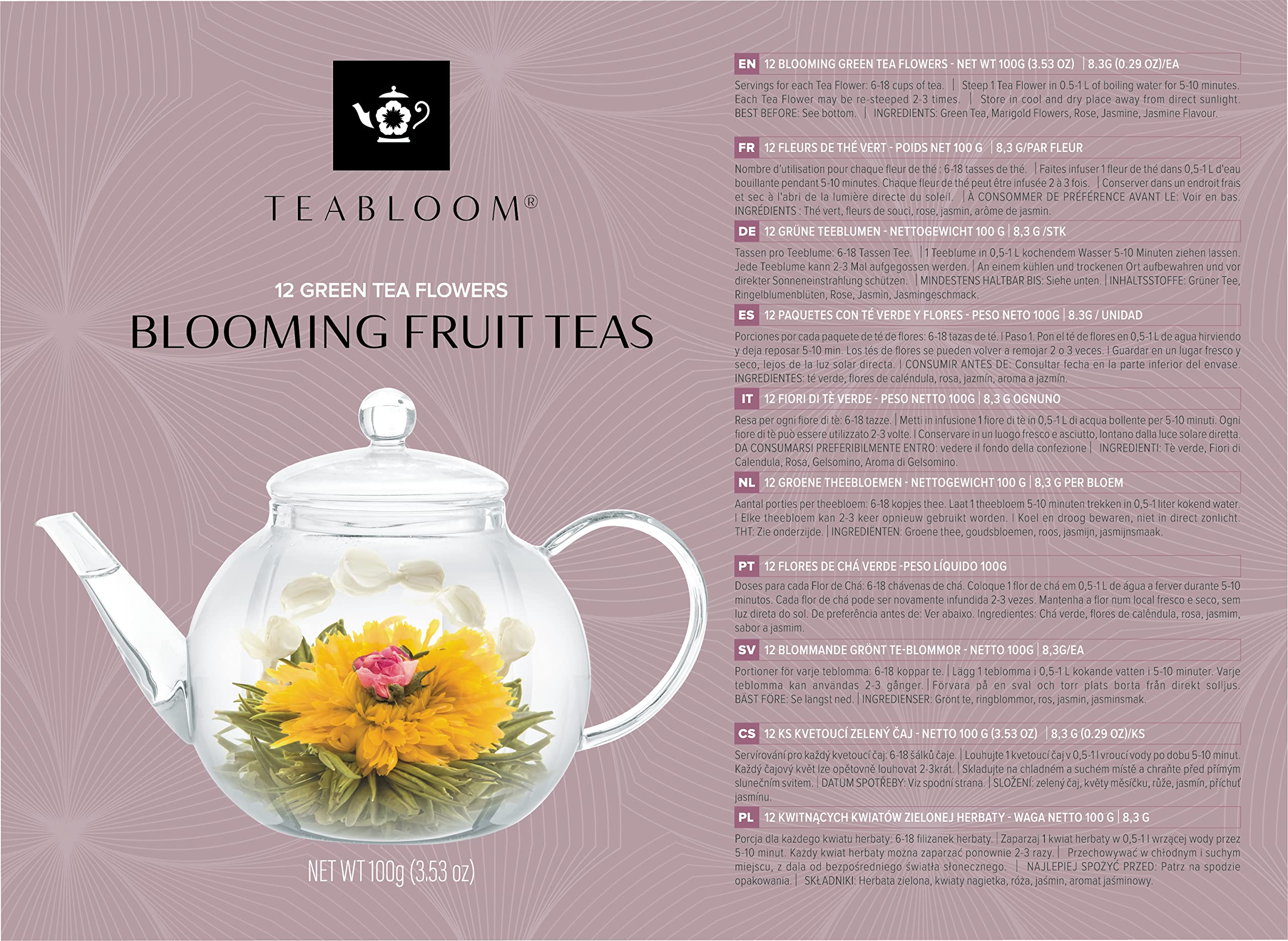 Teabloom money back guarantee badge reinforces confidence and satisfaction.