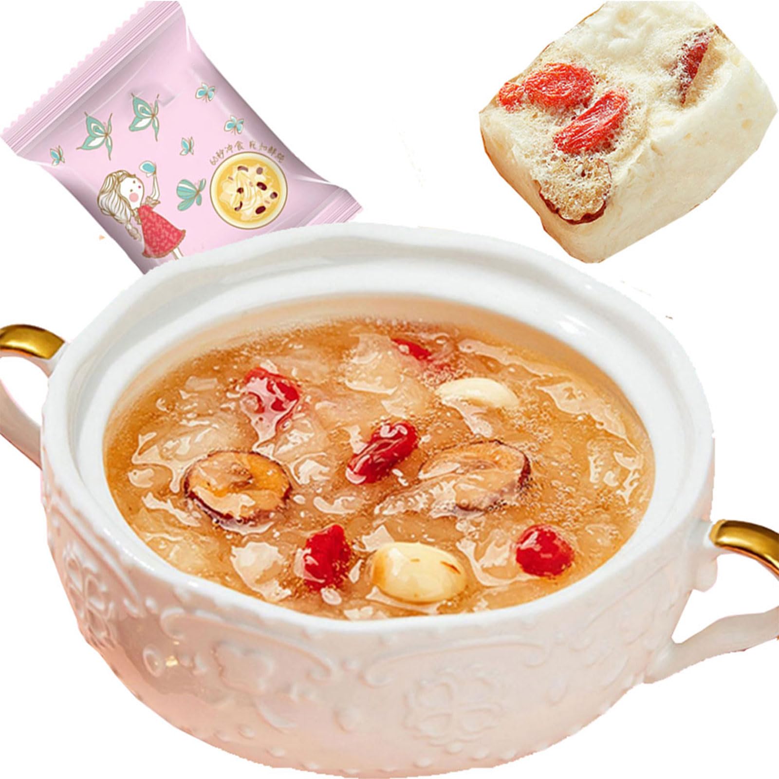 Teaerpklae white fungus red dates cinnamon soup pack showing convenient packaging for quick meals.
