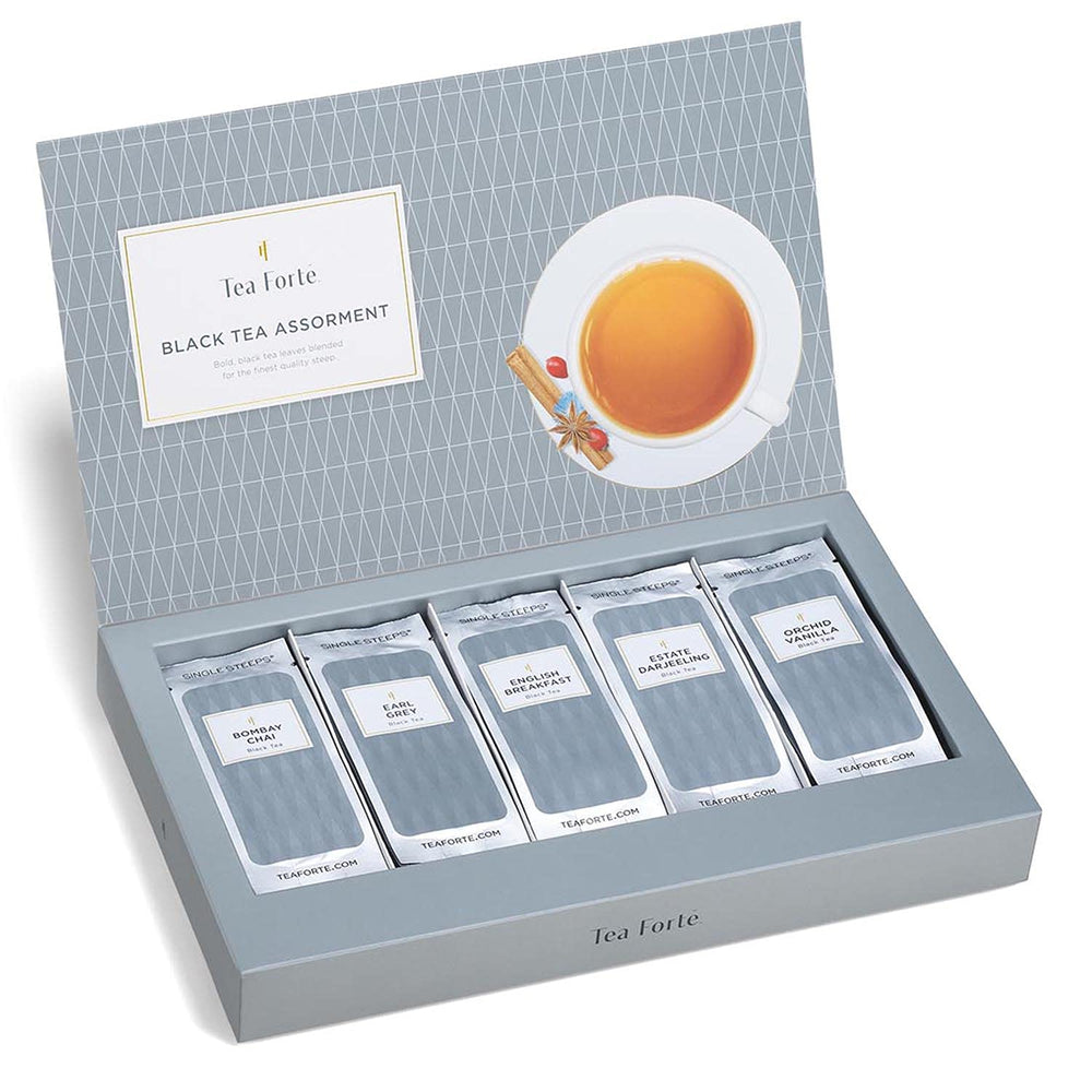 Tea Forte Earl Grey tea pouch with bright bergamot aroma
