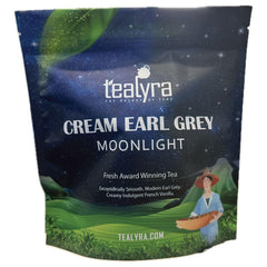 Tealyra Cream Earl Grey Moonlight brewed cup delivers smooth vanilla notes with a comforting, creamy finish.