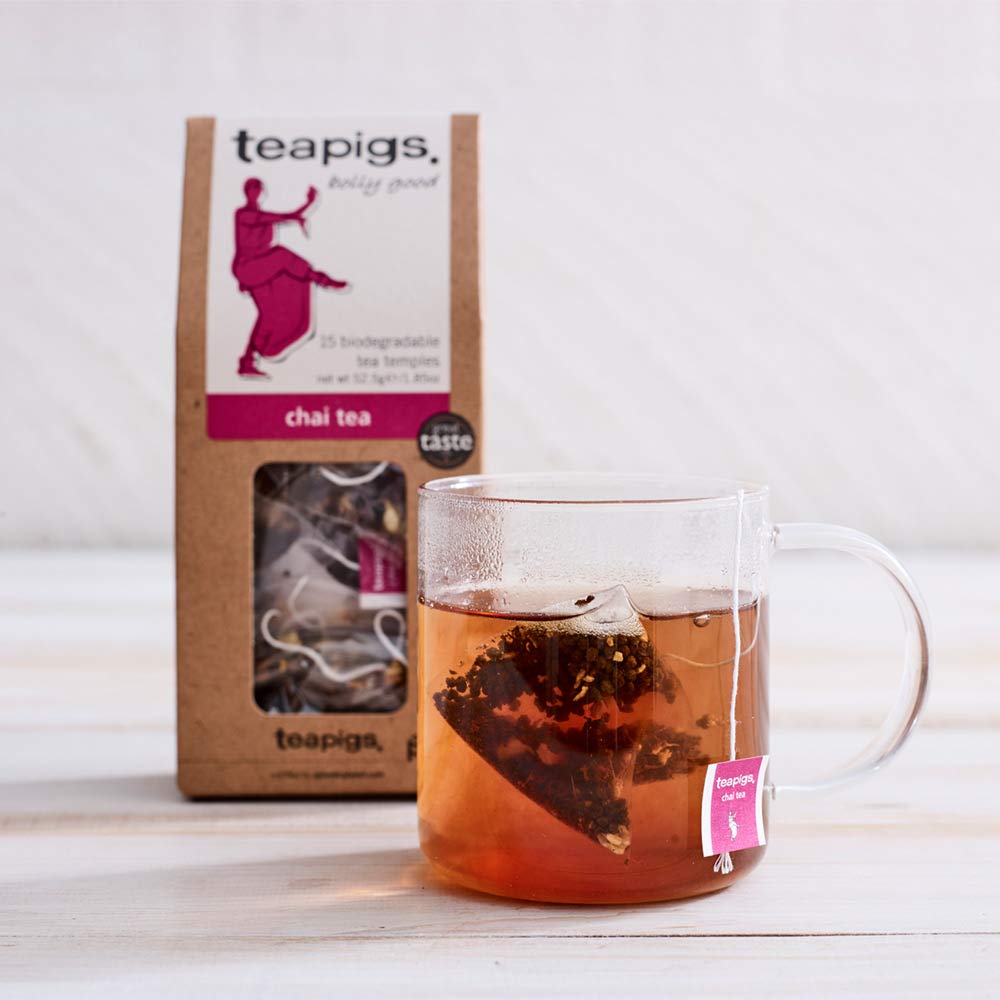 Teapigs chai tea temples deliver full-leaf infusion for rich taste.
