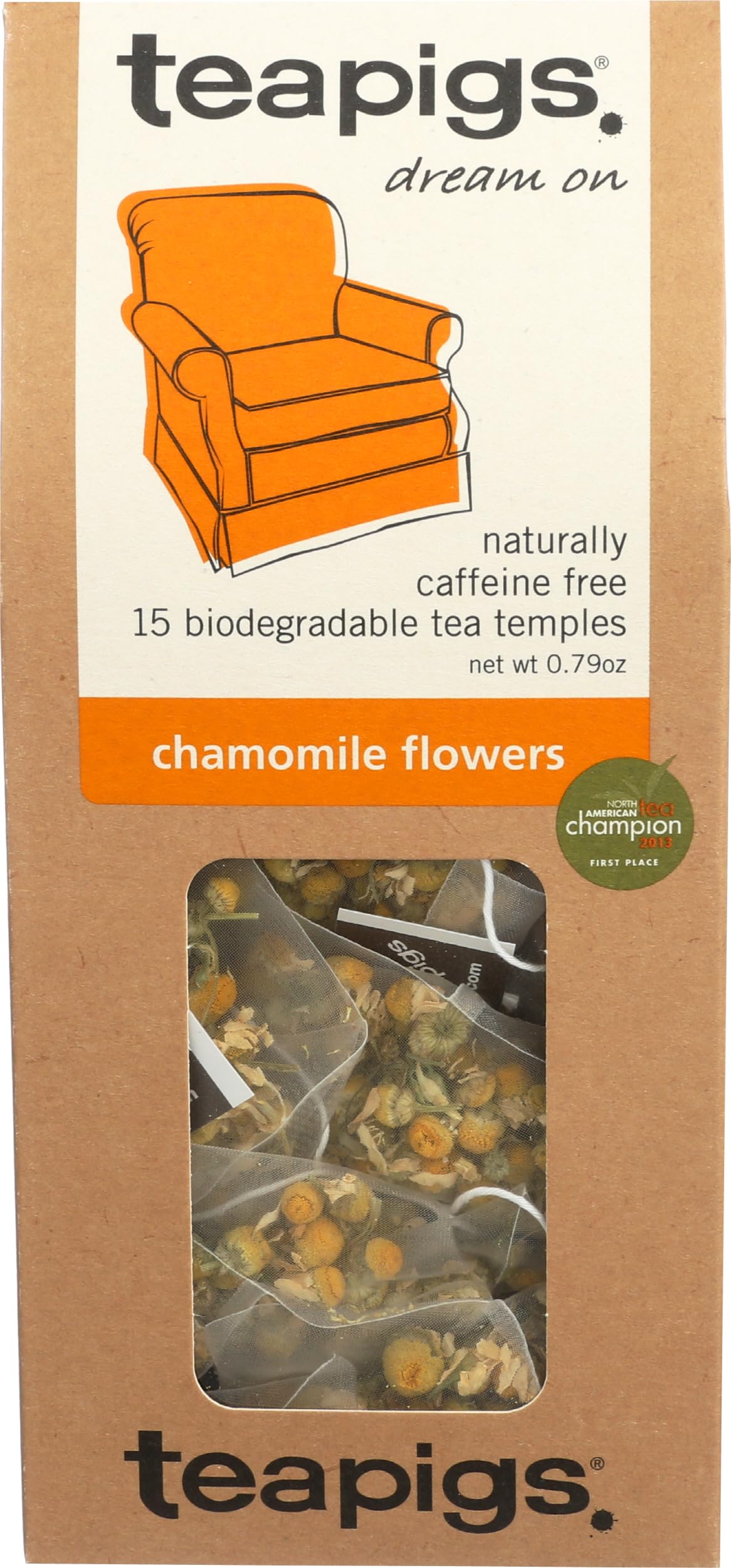 teapigs Chamomile Flowers Tea bag close-up showing floral aroma for a calming evening ritual