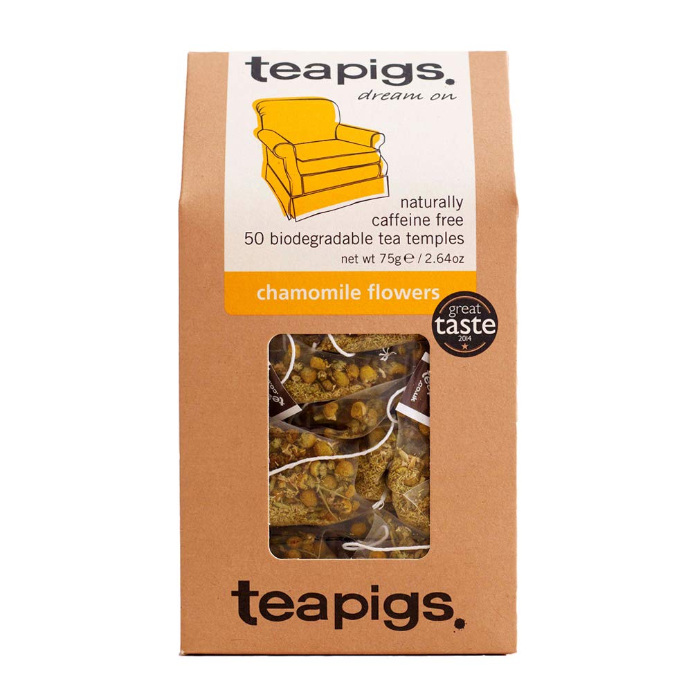 Teapigs chamomile tea temples in box for a bold, full-flavor infusion.