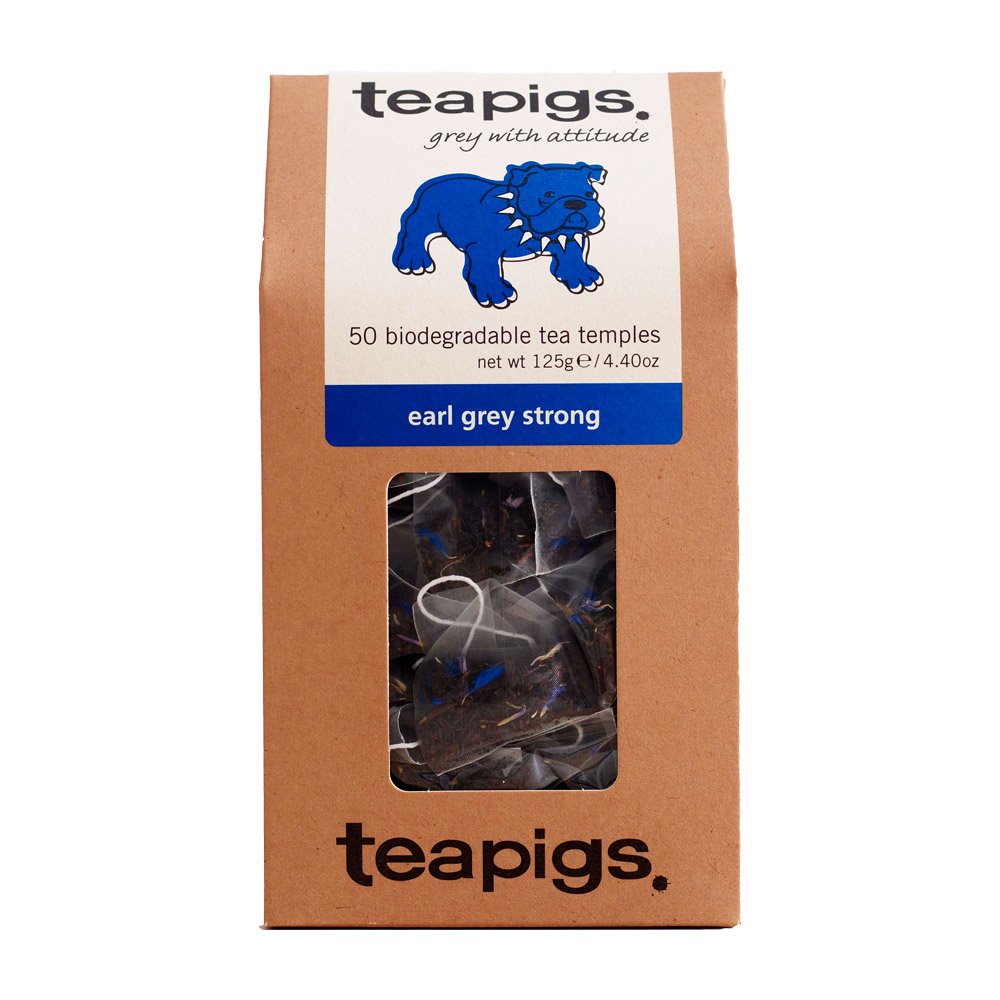 Teapigs Earl Grey Strong tea bags in a box showcase bold whole-leaf quality.