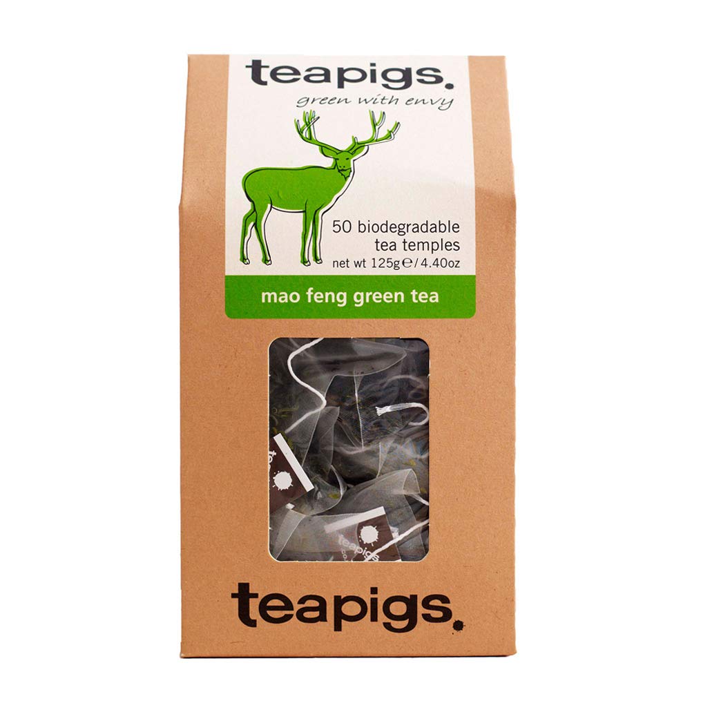 Teapigs Mao Feng green tea bags temples ready for a rich infusion