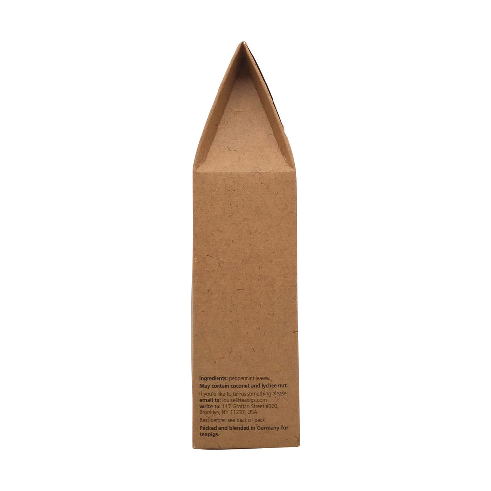 teapigs Peppermint Leaves Brewed Cup captures bright mint aroma in hot tea.