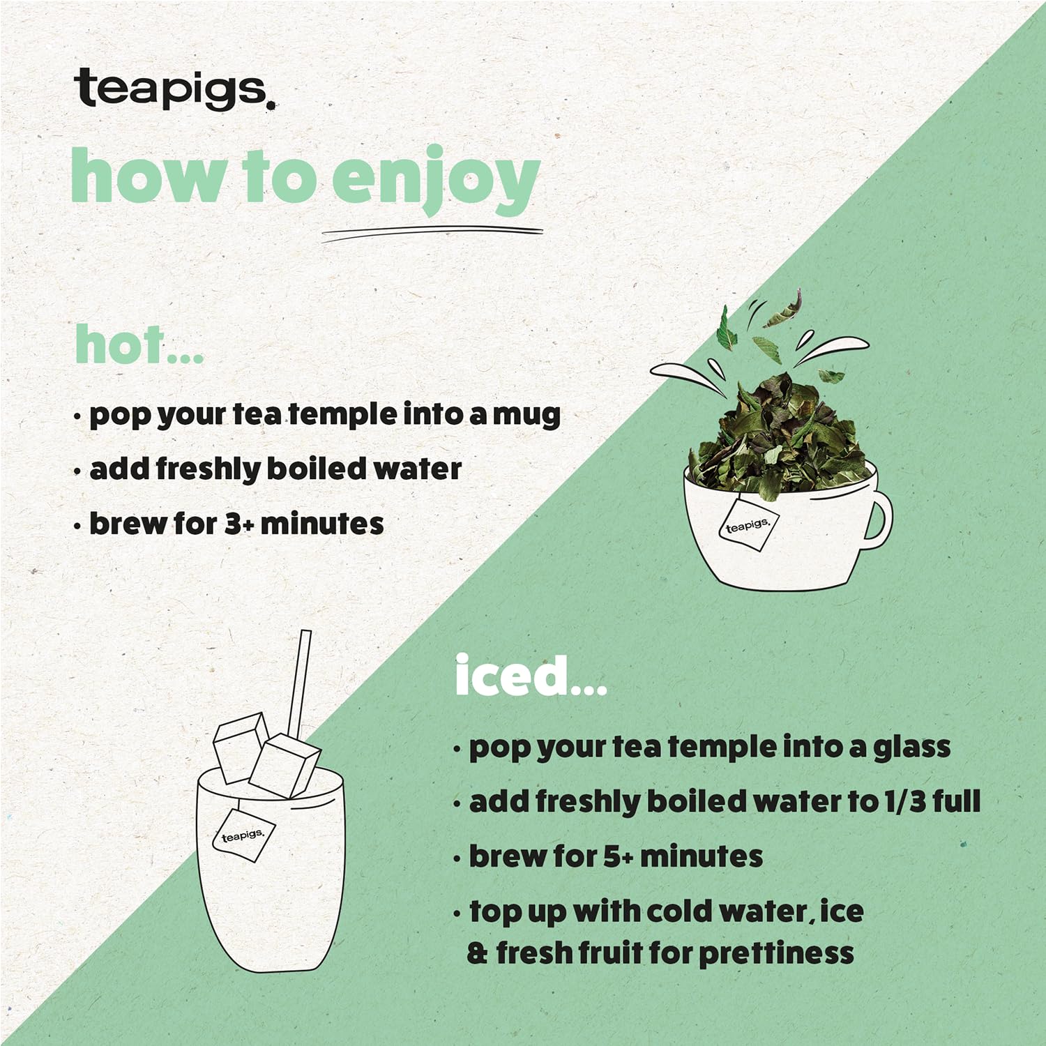 Teapigs premium natural ingredients delivering pure peppermint taste without artificial flavors