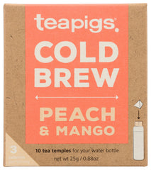 teapigs peach mango cold brew glass shows a refreshing fruity tea moment.