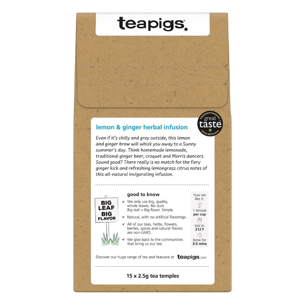 teapigs tea lemon and ginger lemon-wedges: sunny citrus brightness to lift your mood