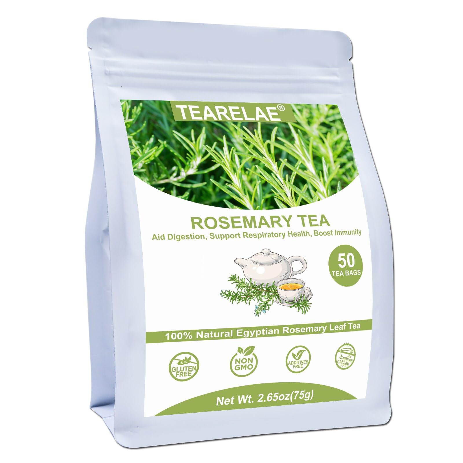 TEARELAE rosemary tea bag in cup for soothing digestion