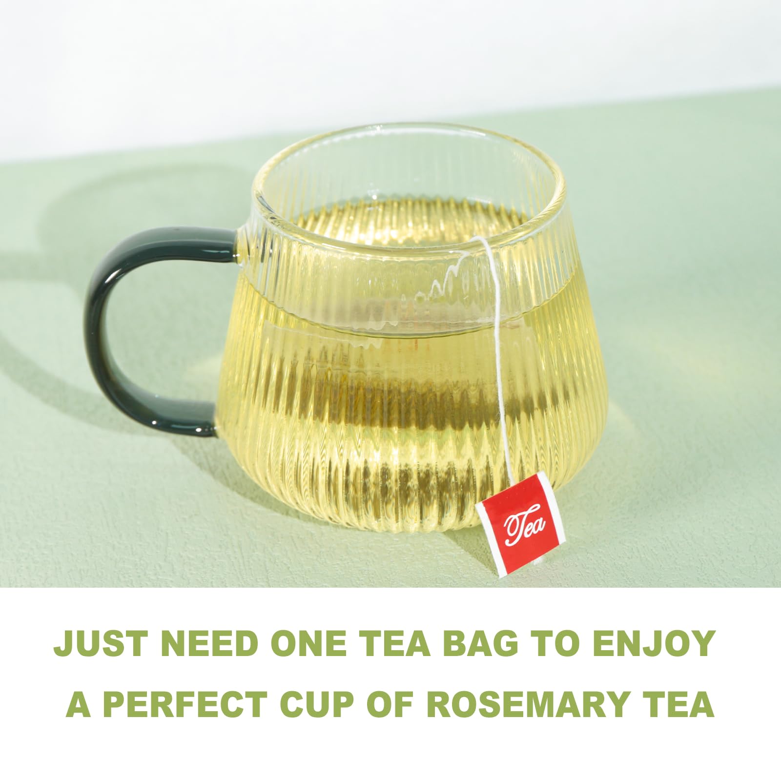 Brewing TEARELAE rosemary tea using one bag per cup for convenience