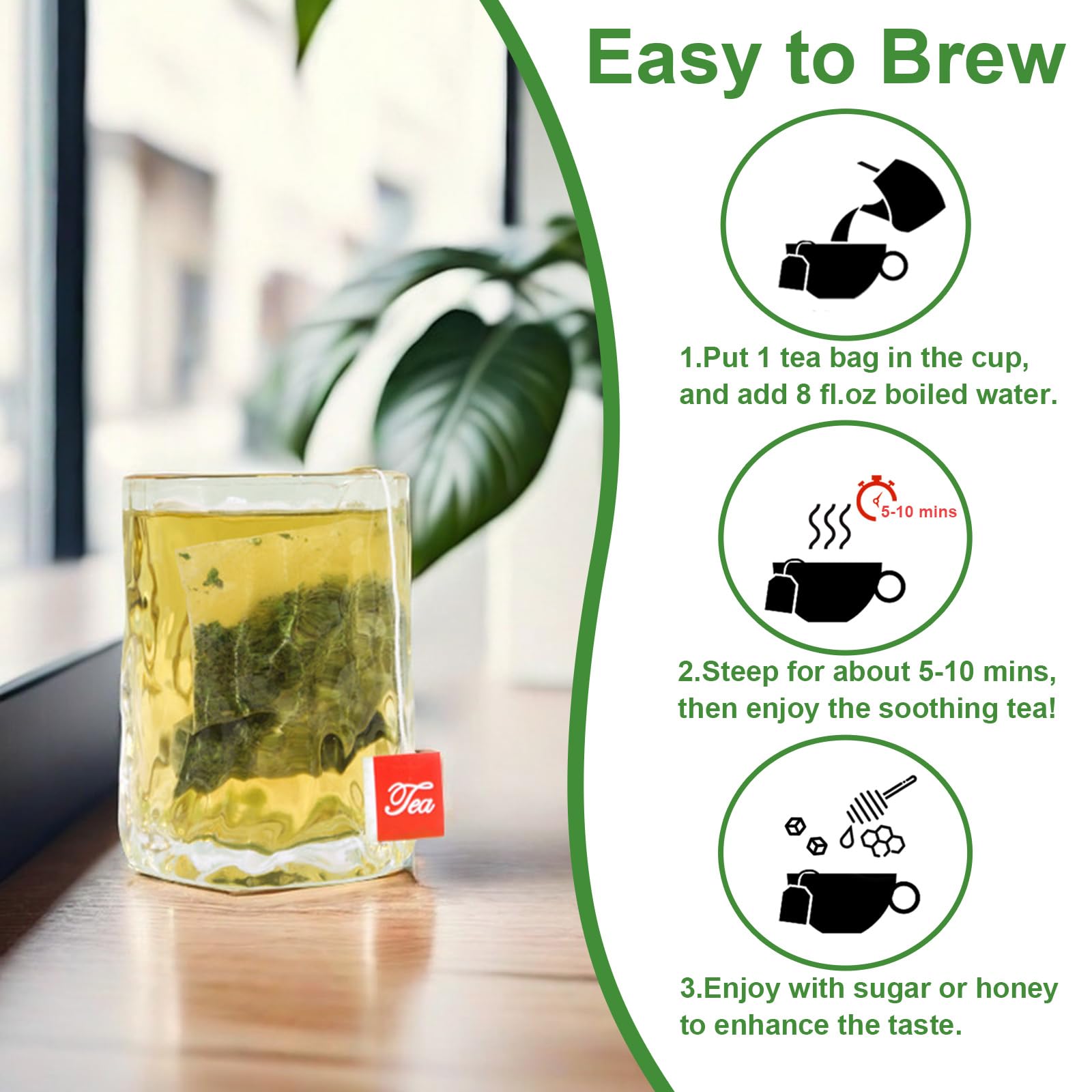 TEARELAE brewed parsley tea in a steaming cup with aroma