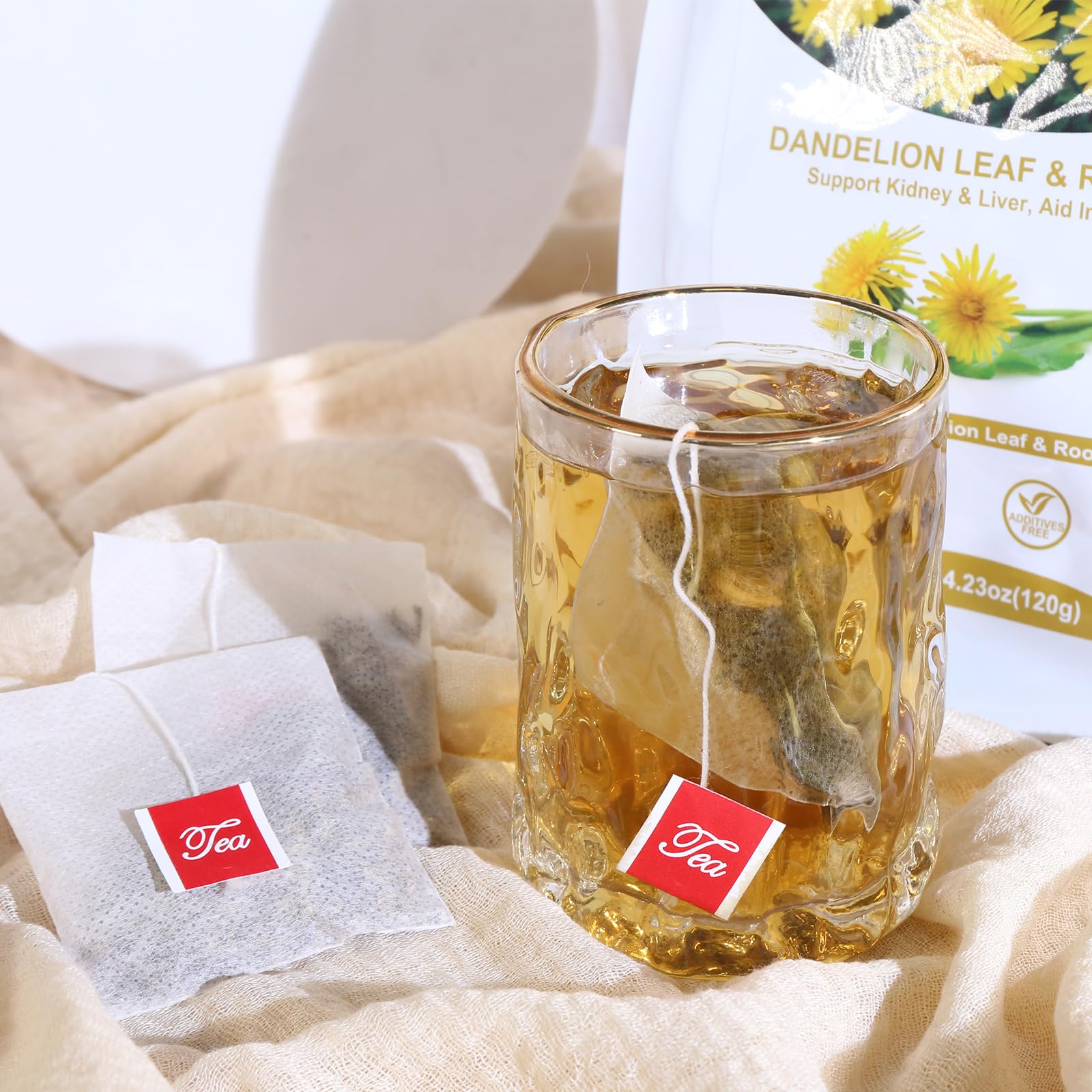 TEARELAE brewed tea in a cup with earthy aroma and mild taste