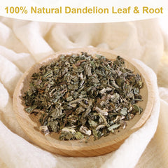 TEARELAE close-up of dandelion tea bags showing roots and leaves for rich flavor