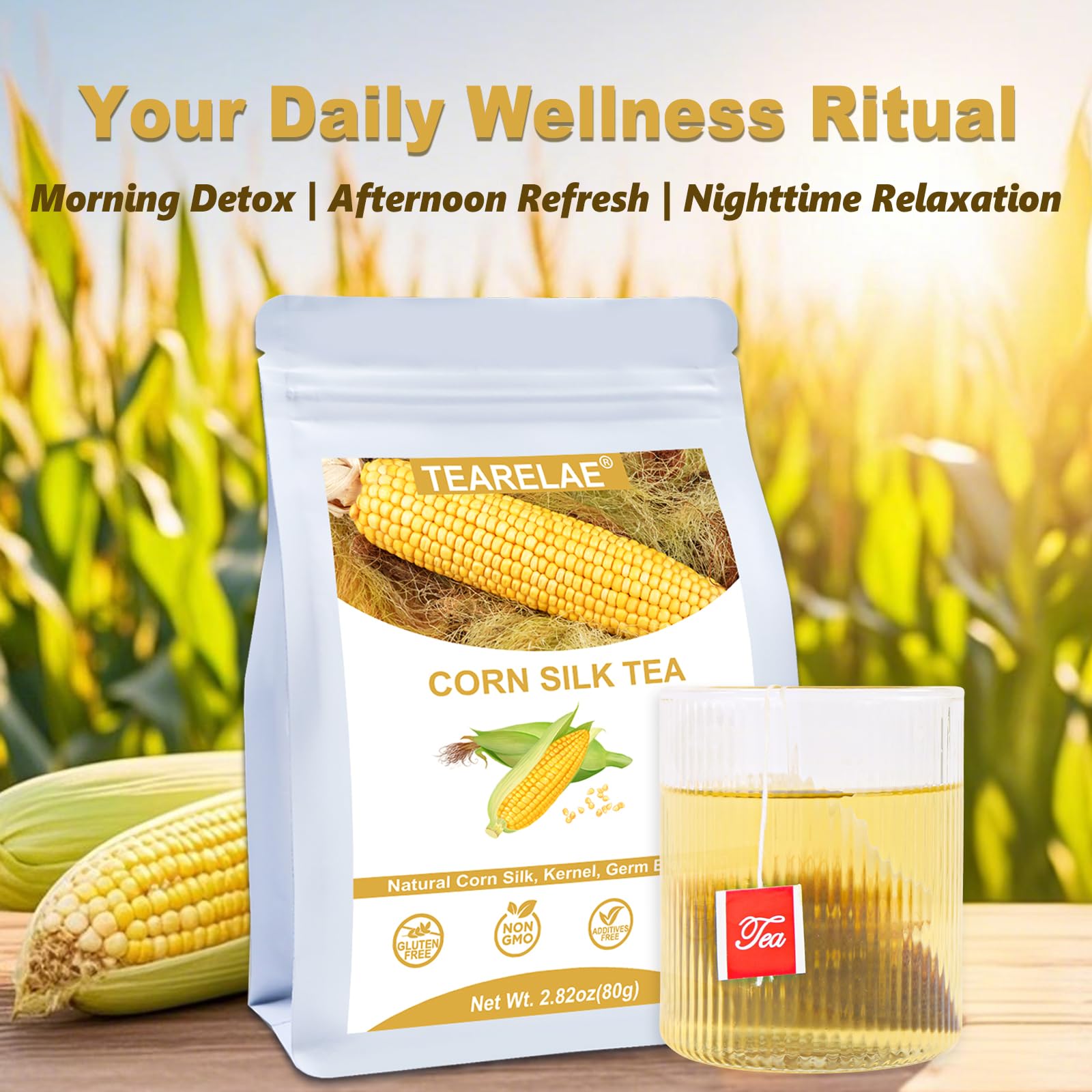 TEARELAE corn silk tea bags hot water pour captures mellow fragrance