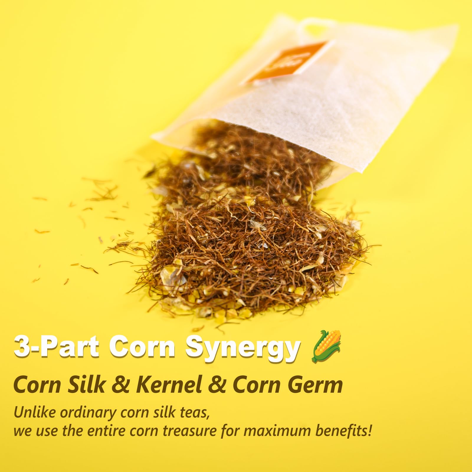 TEARELAE corn silk tea bags packaging highlights non-GMO ingredients