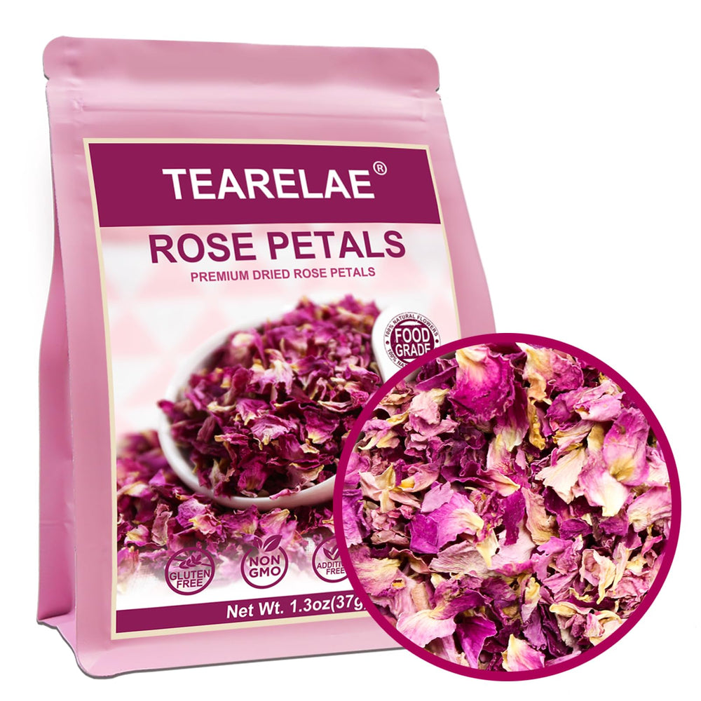 TEARELAE dried rose petals pack ideal for tea blends and desserts.