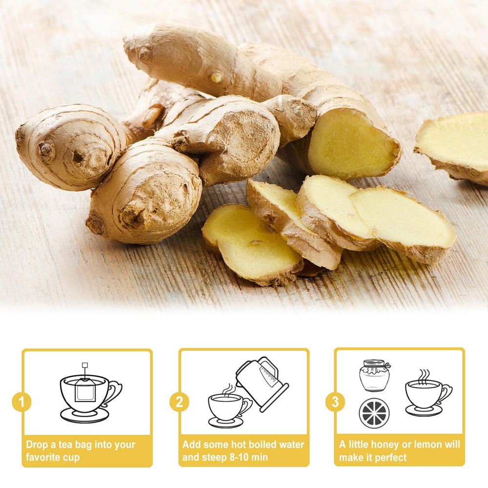 TEARELAE ginger tea bags non-gmo-label highlights purity and quality