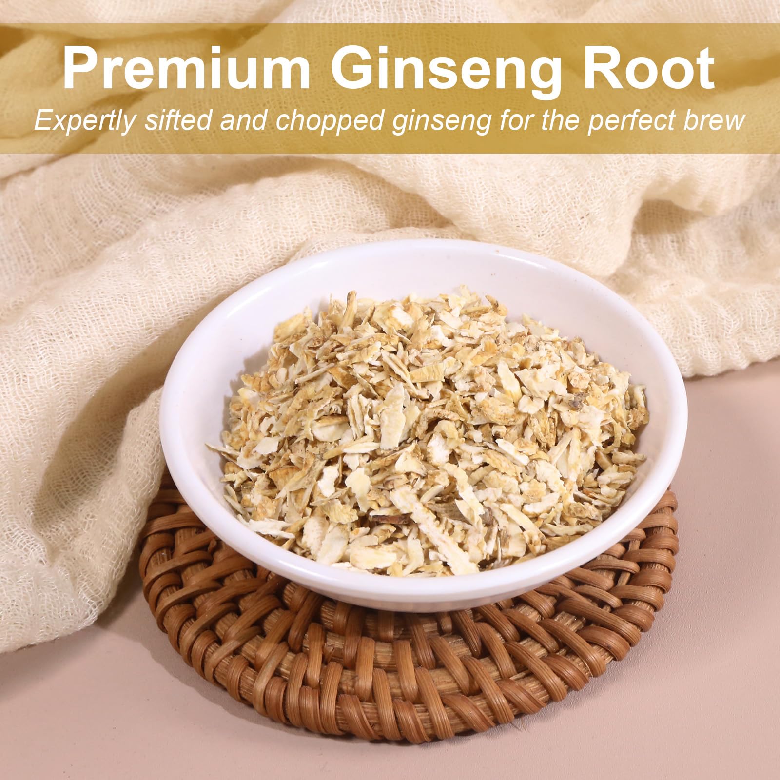 TEARELAE ginseng tea bags close-up shows premium infusion for energy