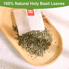 TEARELAE Holy Basil Tea Bags with ultrasonic bonded strings, preserving pure taste for a calming break.