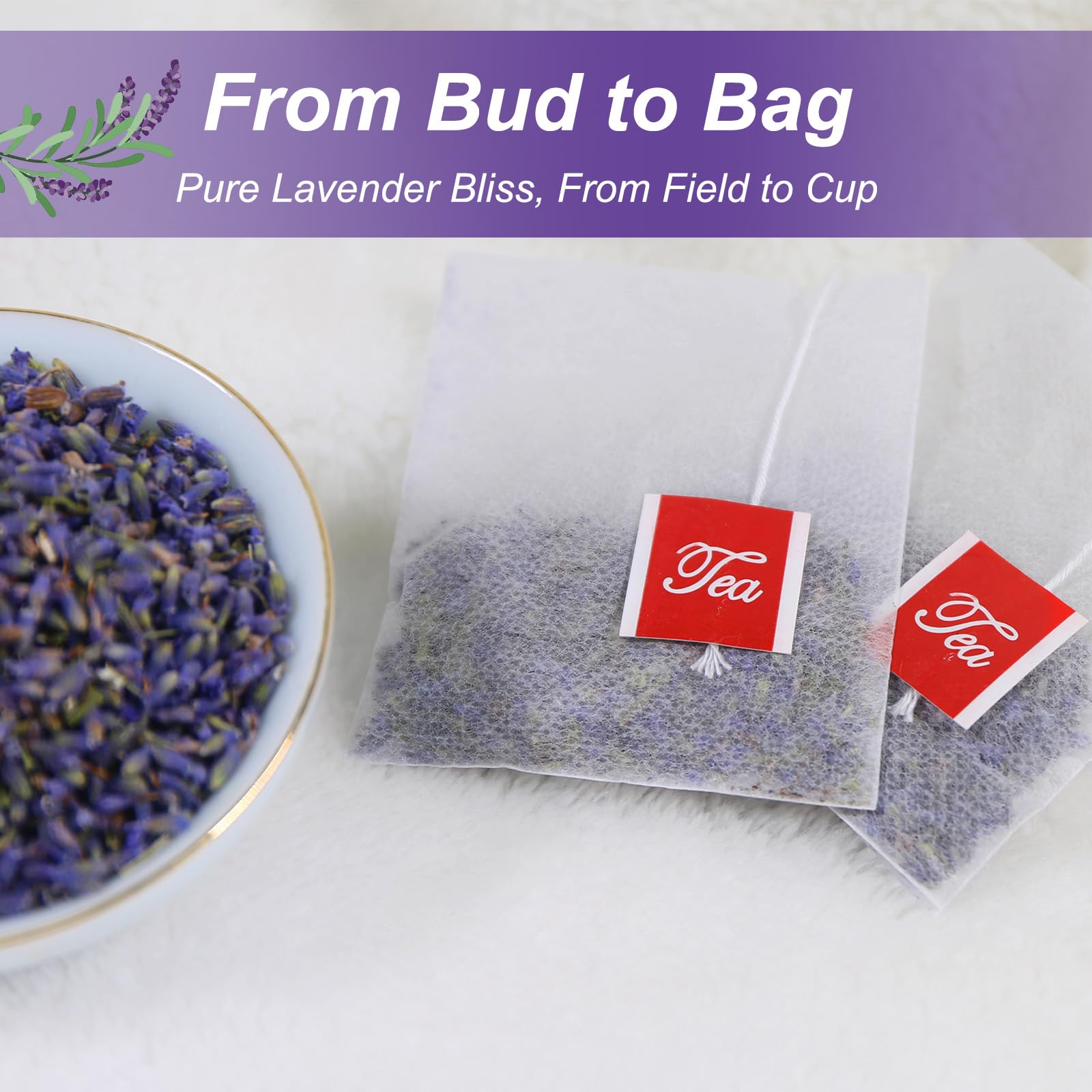 TEARELAE Lavender Tea cup sip conveys a soothing, caffeine-free moment.