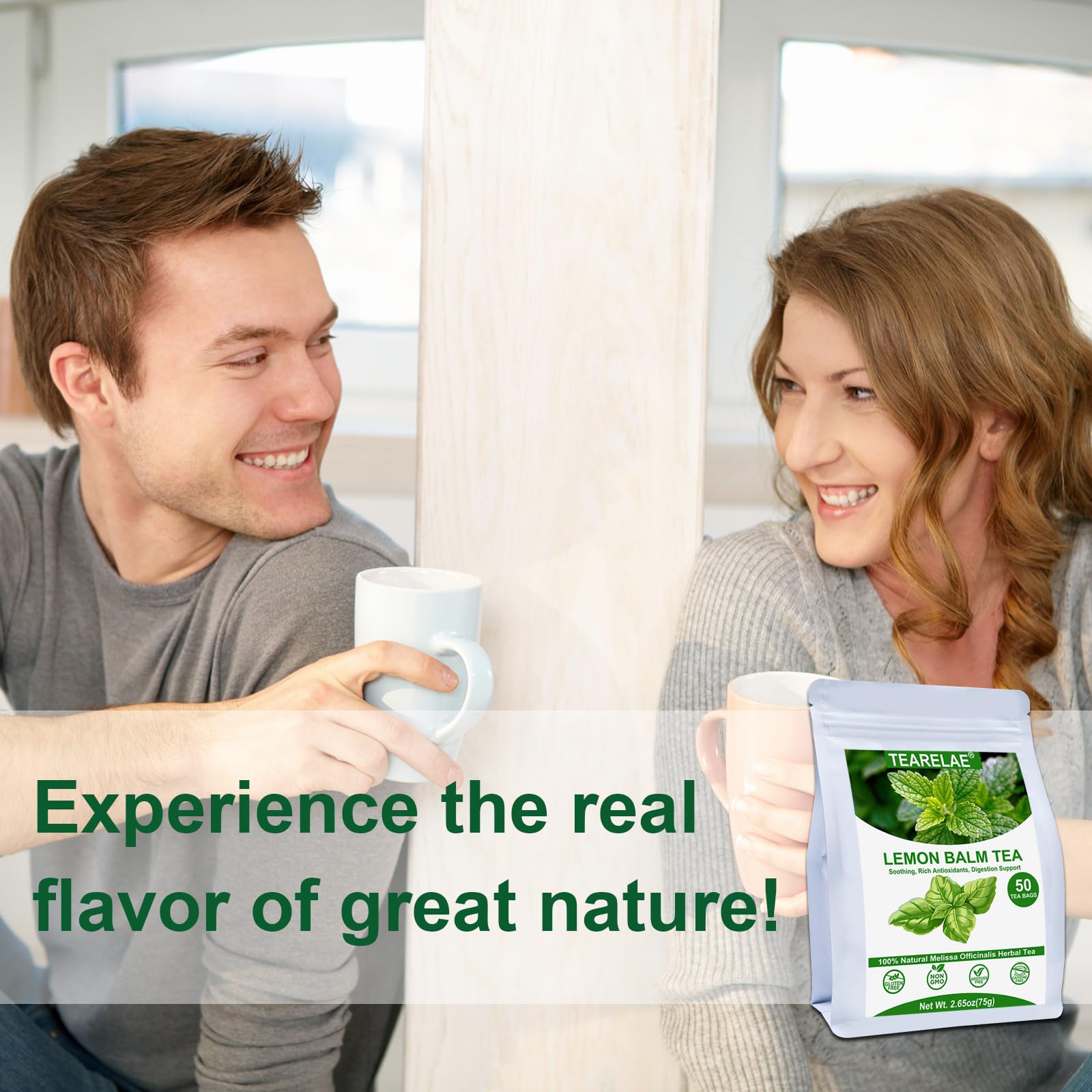 TEARELAE Lemon Balm Tea Bag 50-count pack supports daily calming rituals.