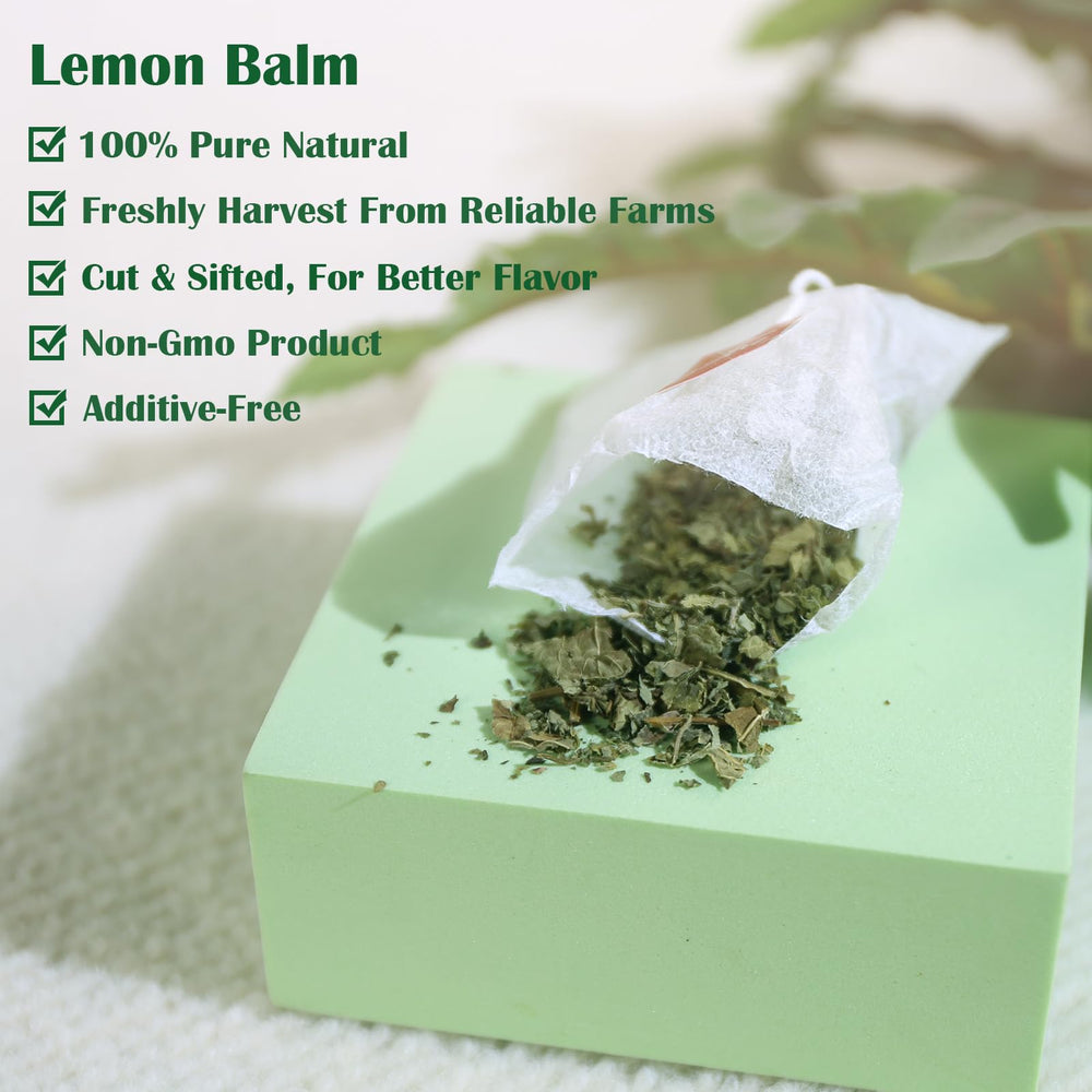 TEARELAE Lemon Balm Tea Bag steeping in cup releases lemon aroma.
