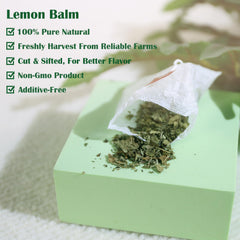 TEARELAE Lemon Balm Tea Bag steeping in cup releases lemon aroma.