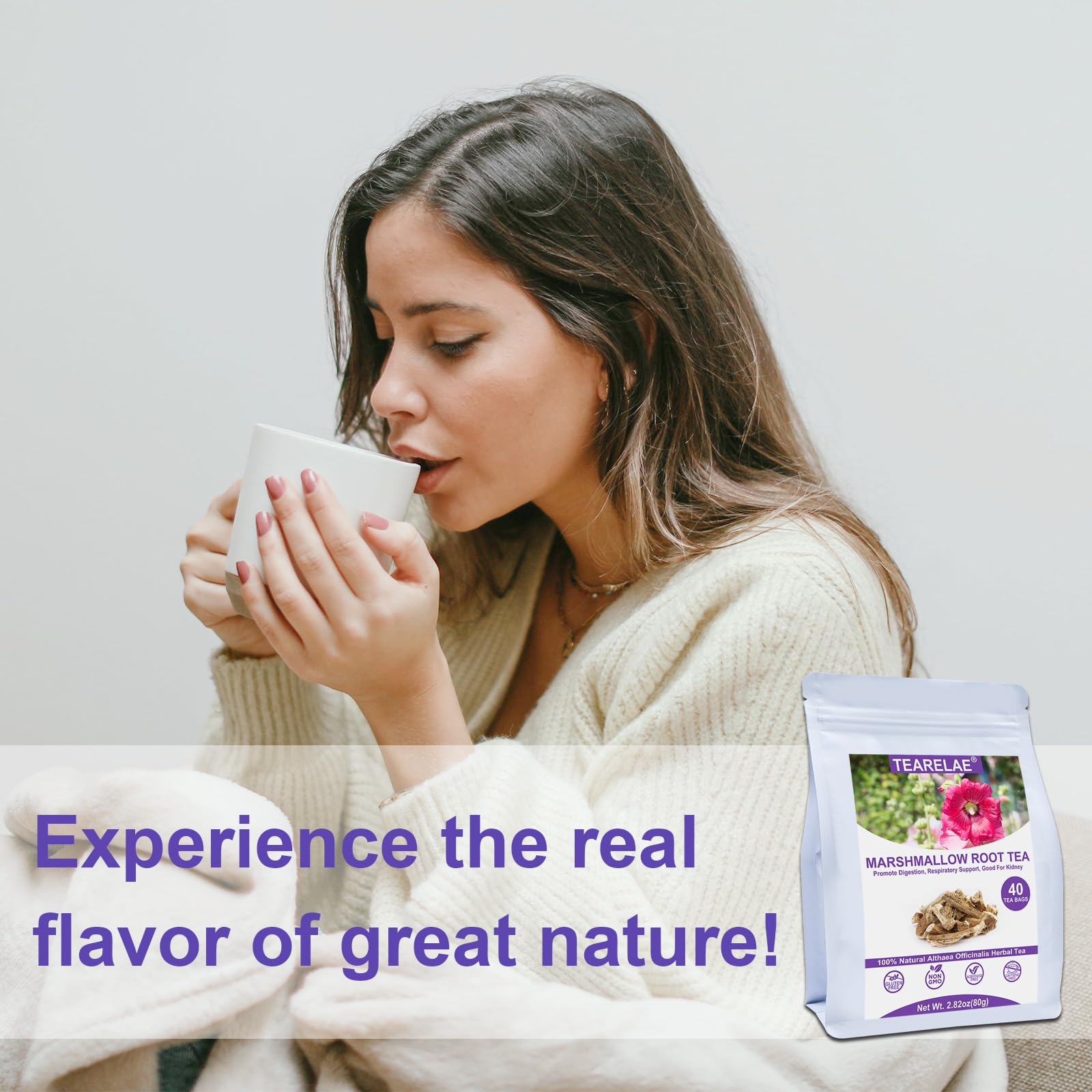 TEARELAE herbal tea in morning cup supports a calm ritual.