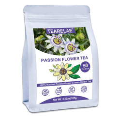 TEARELAE passion flower tea bags in a resealable pouch for fresh flavor and convenience