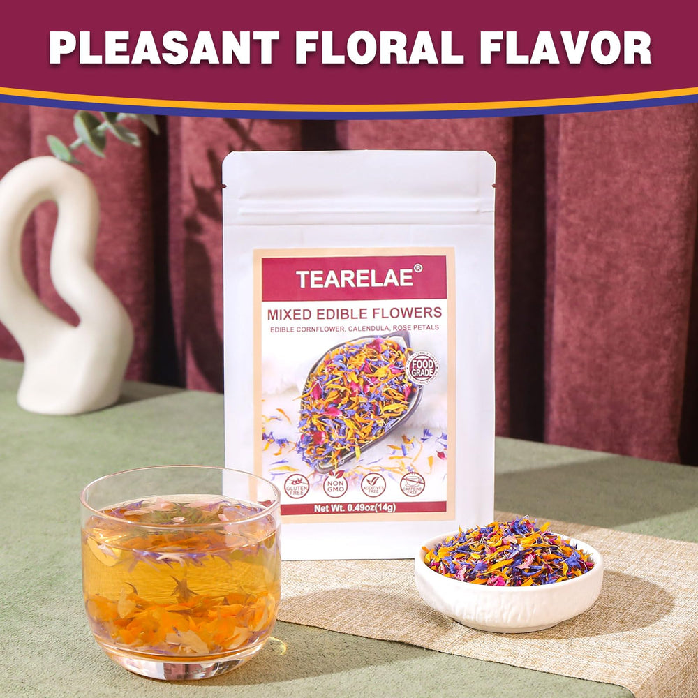 TEARELAE resealable pack of edible flowers ensuring freshness for home cooking.