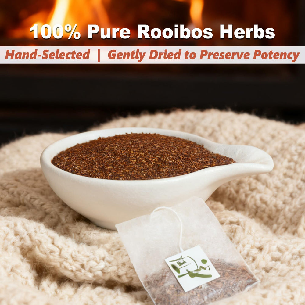 TEARELAE Rooibos tea bag closeup showing natural leaf quality.