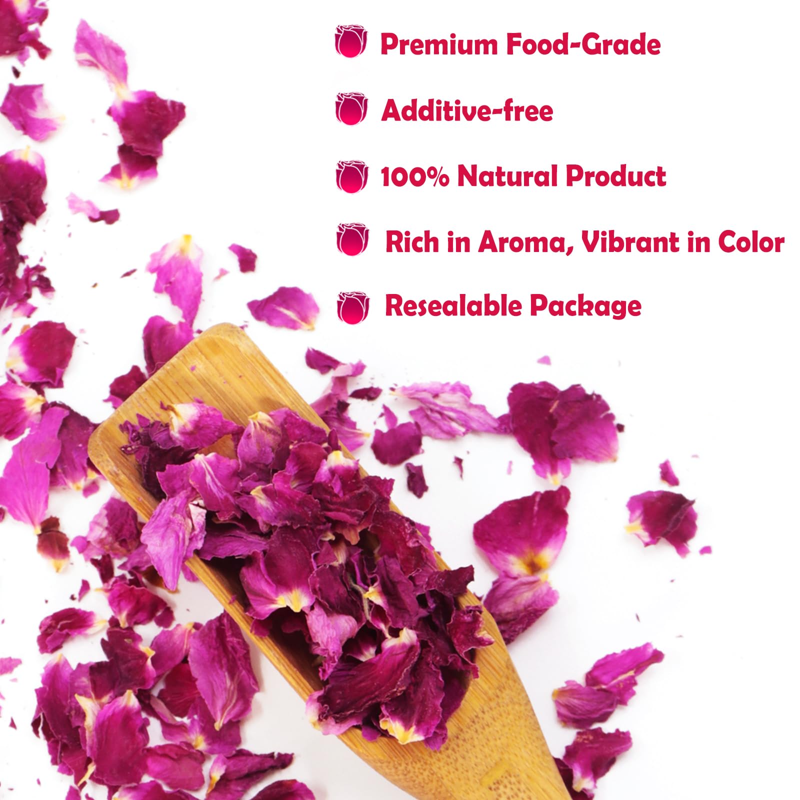 TEARELAE rose petals ideal for tisanes and aromatic baking.