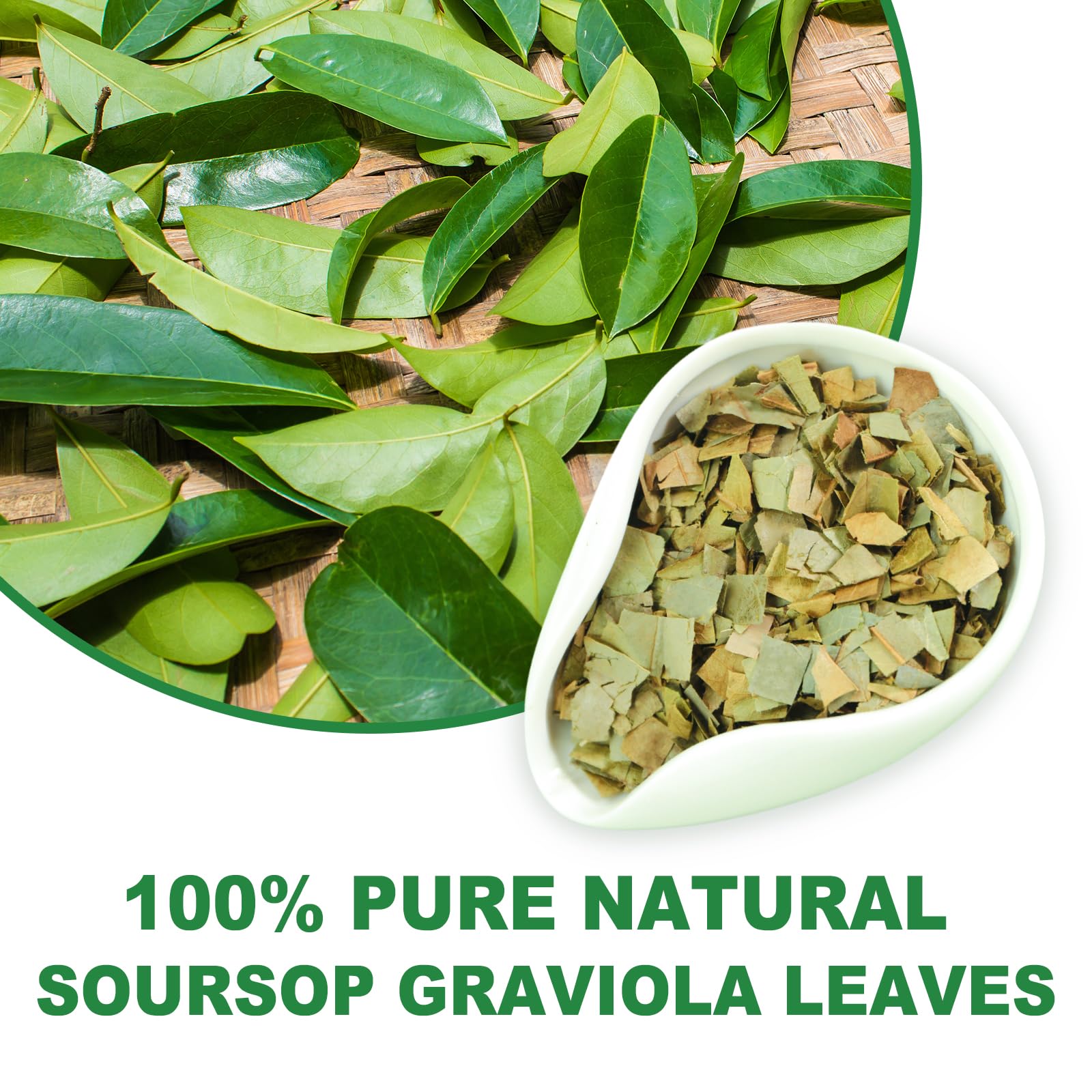 TEARELAE soursop leaves tea in a cup releasing a clear herbal aroma
