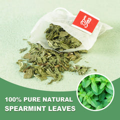 TEARELAE spearmint tea cup brew offers a caffeine-free, minty aroma.