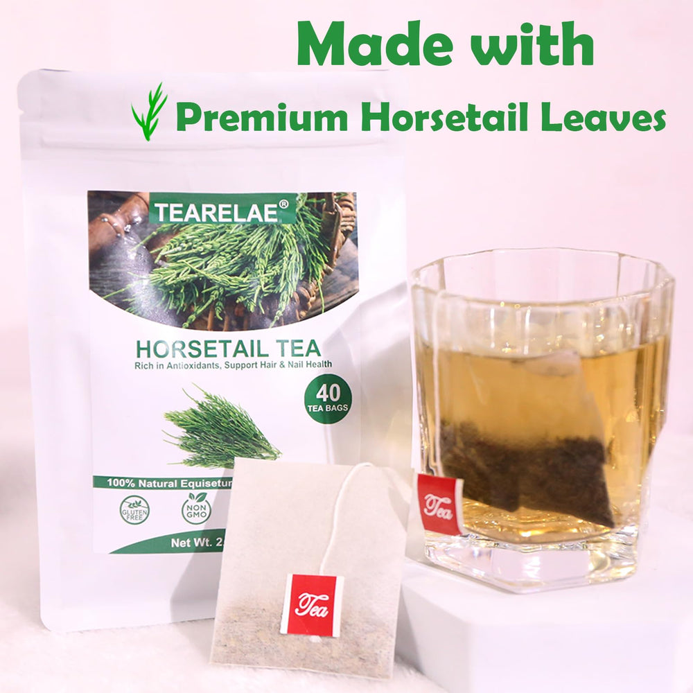 TEARELAE horsetail tea steeping in cup demonstrates easy brewing