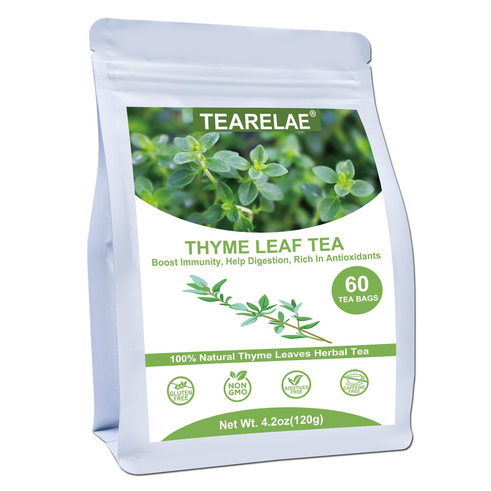 TEARELAE thyme tea bags 60-count for a soothing caffeine-free cup