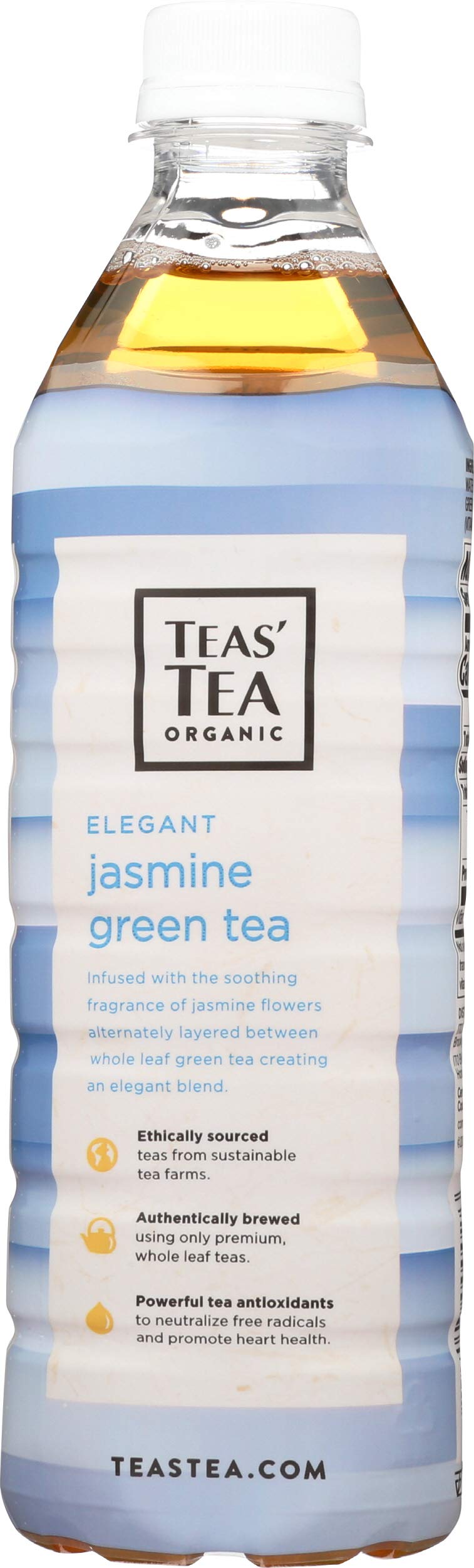 Teas' Tea Green Jasmine Organic glass with tea displaying crisp color and clean taste
