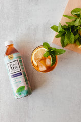 Teas' Tea bottle with mint infusion signals antioxidant and vitamin C content.