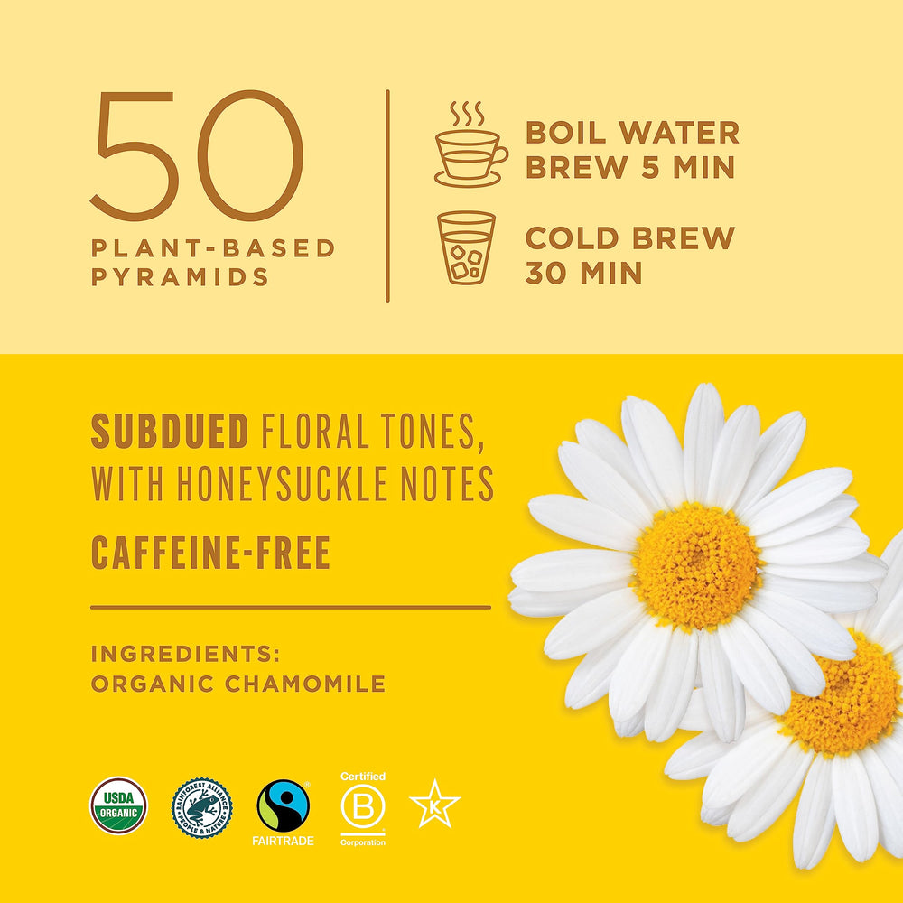 Teatulia Calming chamomile aroma for soothing evening routine.