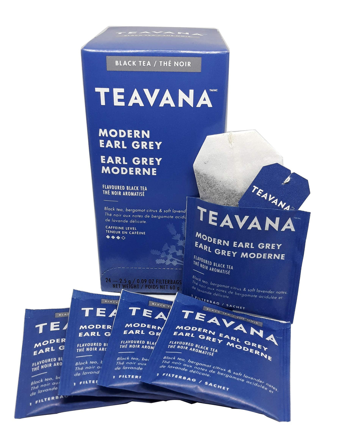 Teavana Earl Grey Tea box 24-pack on display, ideal for gifting or daily tea rituals.