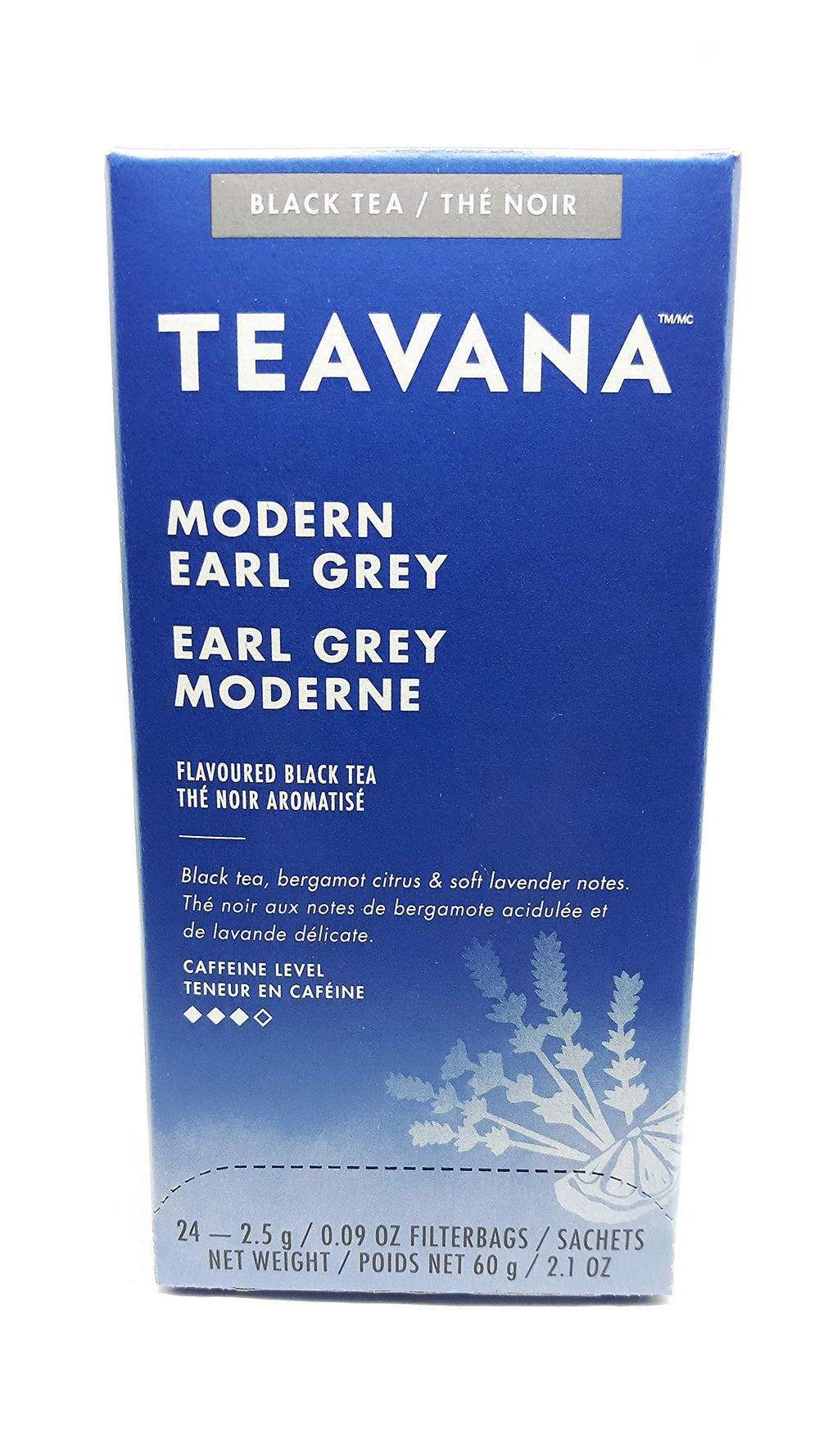 Teavana Earl Grey Tea box 24-pack seen from the side, highlighting packaging and capacity.
