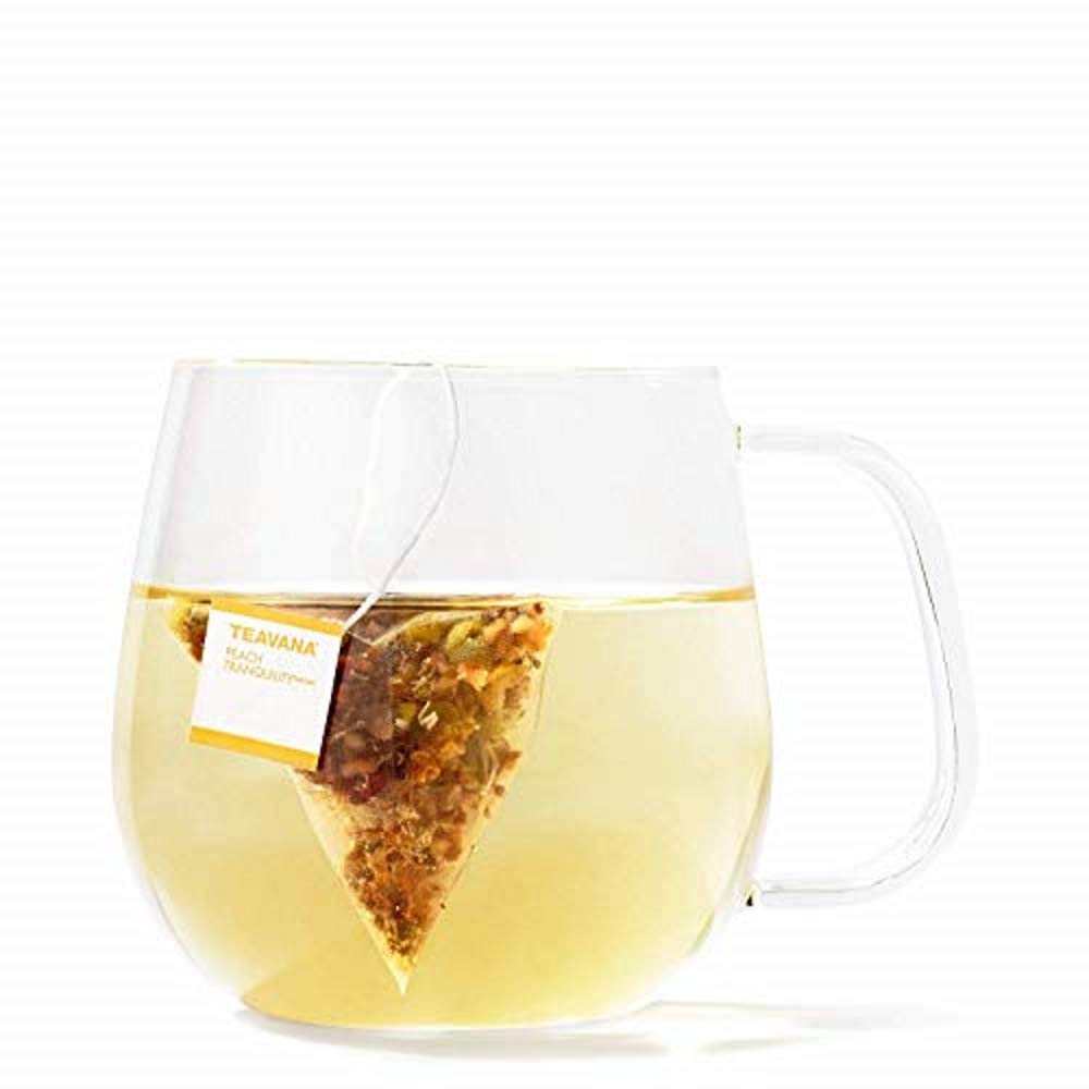Teavana Peach Tranquility brewed cup ready to enjoy.