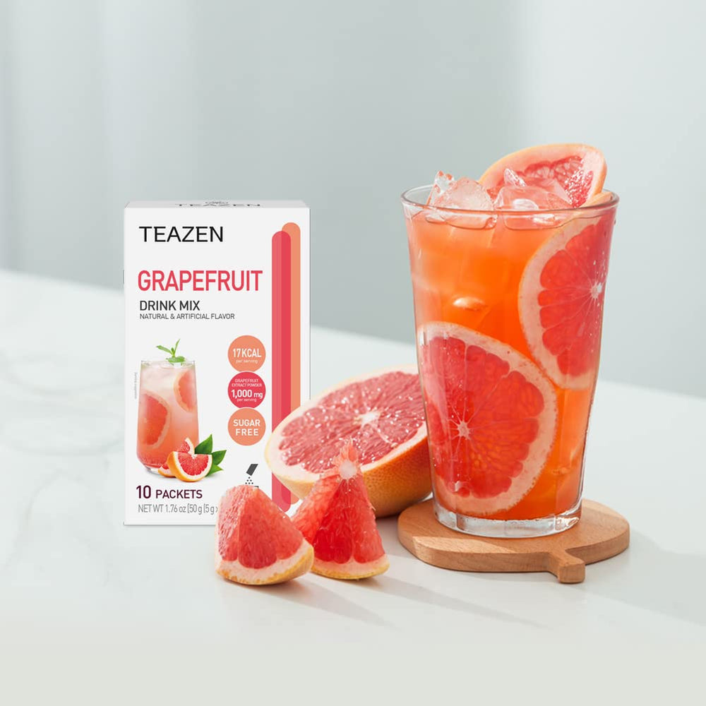 TEAZEN Grapefruit Tea Powder sugar-free formula offers a low-calorie pick-me-up.