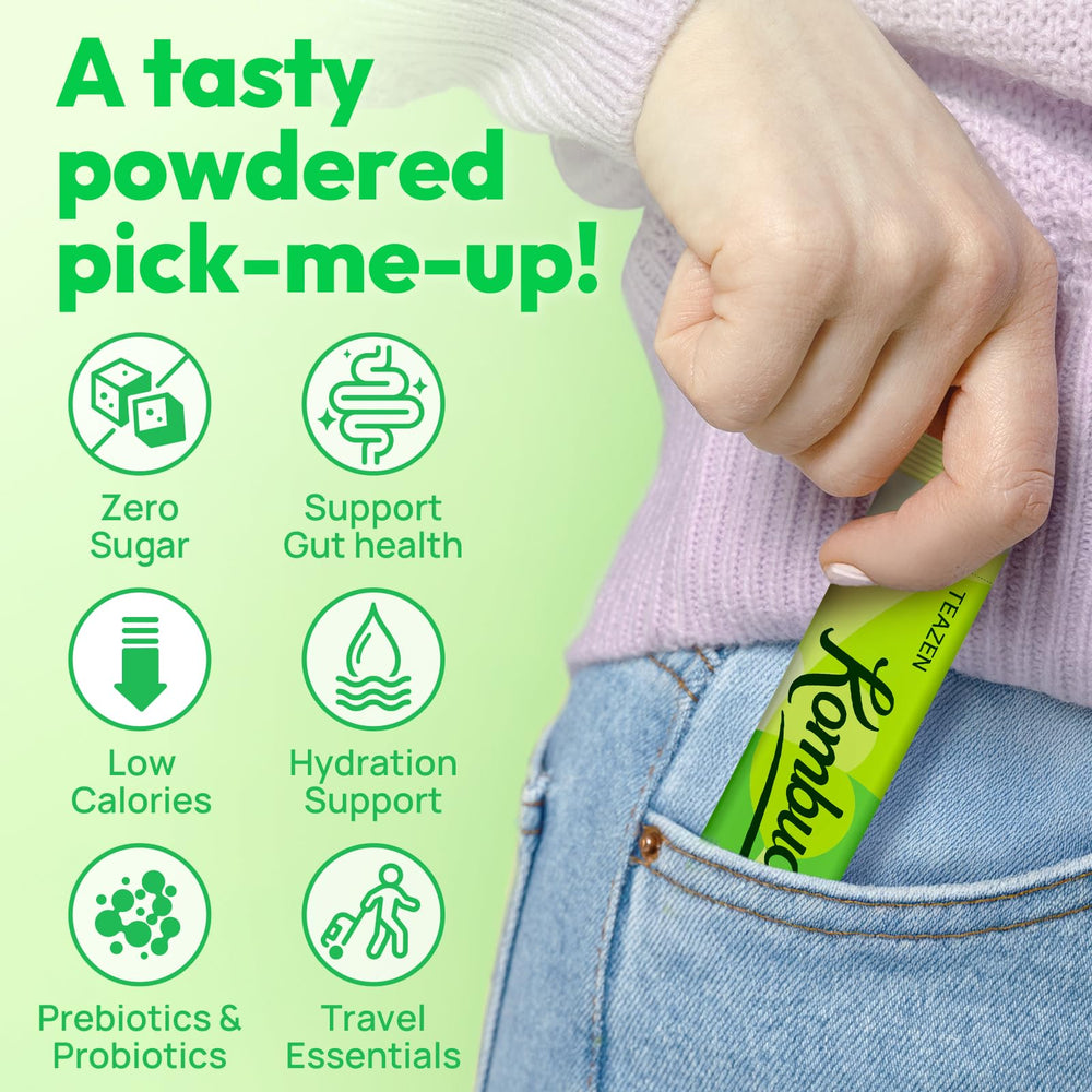 TEAZEN Kombucha Tropical Zest Korean Plum stick delivers sweet-tart flavor without sugar.