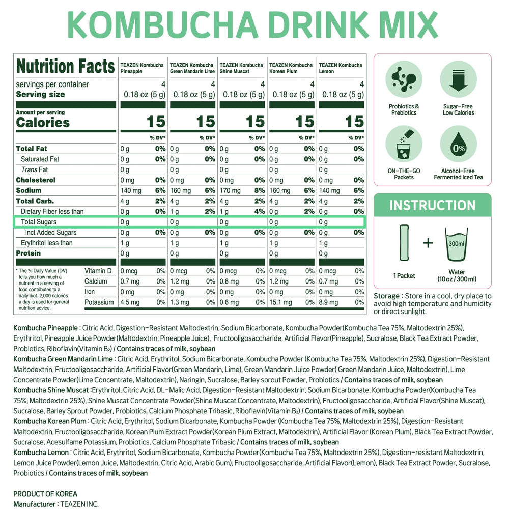 TEAZEN Kombucha Tropical Zest Pineapple stick blends into water for a tropical, sugar-free sip.